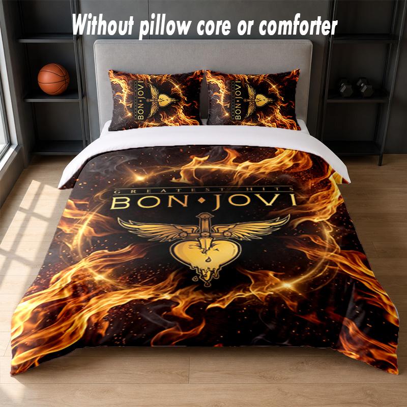 Set Biancheria da Letto Design Bon Jovi 1 Copripiumino + 2 Federe Morbido Traspirante Biancheria da Letto per la Casa