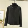 Women's Mock Neck Long Sleeve Top Slim Fit Casual Fleece Lined Solid Color Thermal Knit Shirt