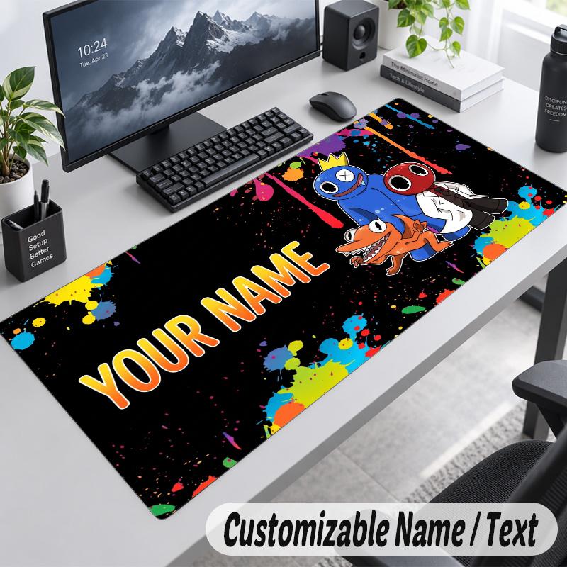 Rainbow Friends Personalized Large Mouse Pad Custom Name Text Extended Desk Mat Gaming Mousepad