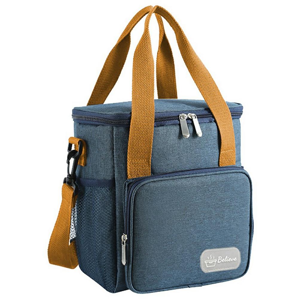 Waterproof Oxford Cloth Insulated Lunch Bag Thermal Food Carrier Crossbody Tote for Work/Picnic