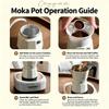 Double Valve Moka Pot 2‑Cup Capacity White Aluminum Coffee Maker Stovetop Espresso Brewer for Home Kitchen Use Make Rich Flavor Coffee Daily Household