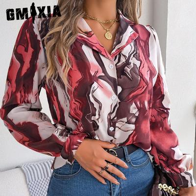 Women's Fashion Casual Long Sleeve Suit Collar Blouses & Shirts Contrasting Striped Shirt
