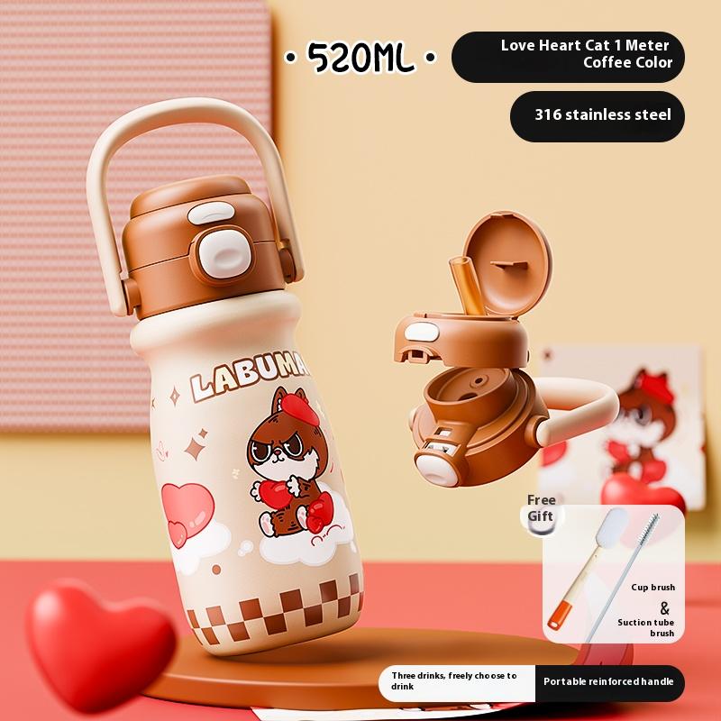 Gianxi Children's Insulated Cup Portable Water Bottle for School Primary School and Kindergarten Straws Water Cup Insulated Cup