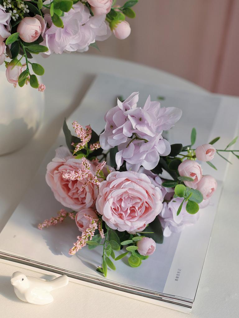 1/3PCS Artificial Flowers Wedding Table Home Bedroom Decoration Bridal Bouquet Garden Fake Silk Peony Hydrangeas Vase Outdoors