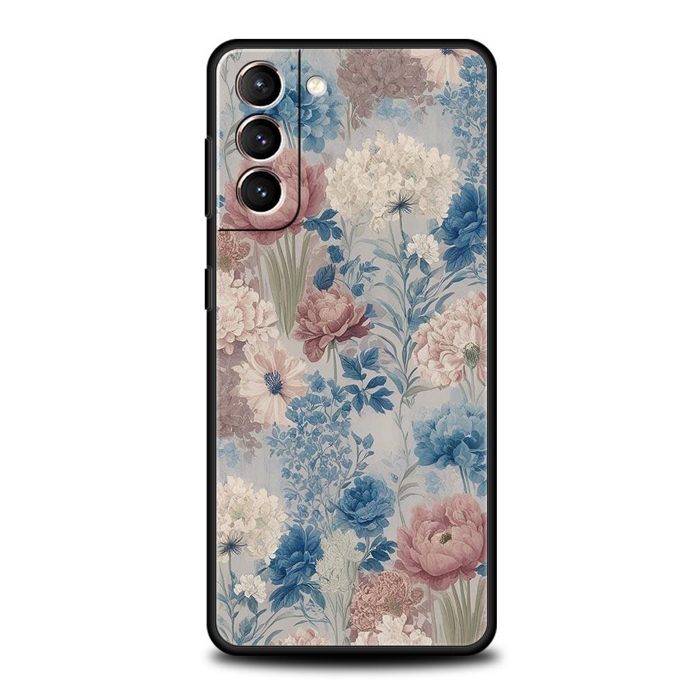 Phone Case For Samsung Galaxy S25 Edge S24 S23 S22 S21 Ultra S20 FE 5G S10 S10E S9 Plus Soft TPU Cover Oil Painting Flower
