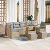 10-piece Garden Sofa Set with Cushions In Beige Poly Rattan Acacia 3364462