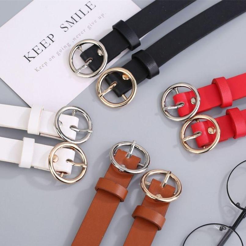 Luxury Brand Faux Leather Women Belts High Quality Fashion Round Pin Buckle Waist Belt