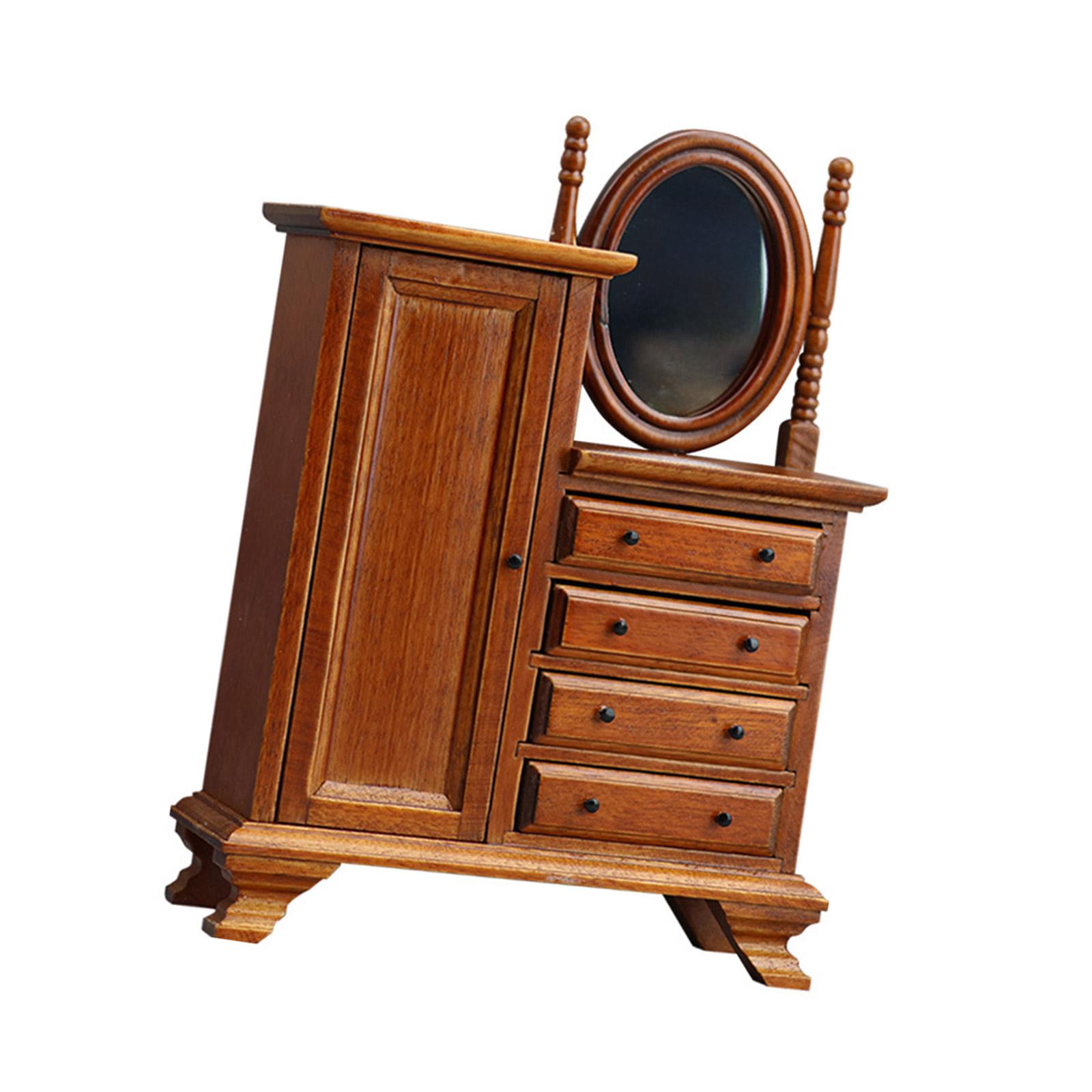 Doll House Furniture Toy 1:12 Scale Dollhouses Miniature Furniture Dressing Table Wood Dollhouses Decorations Accessory 1