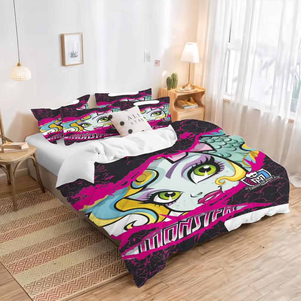 Cartoon Bettbezug Monster Girls Cartoon Für Mädchen Hautfreundlich Atmungsaktiv Bettdecke Wärme Kinderzimmer Bettwäsche