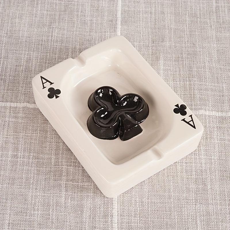 Creative Poker Ceramic Ashtray Simple and Fashionable Ashtray Portable Home Office Desk Ashtray Office Desk Gift Ashtray