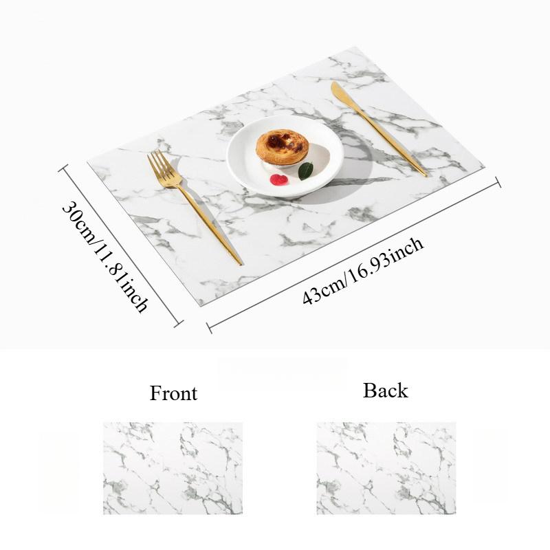 

Marble-Pattern PVC Leather Placemats Non-Slip Oilproof Double-Sided Table Mats for Dining Hotels & Home Decor As show in picture