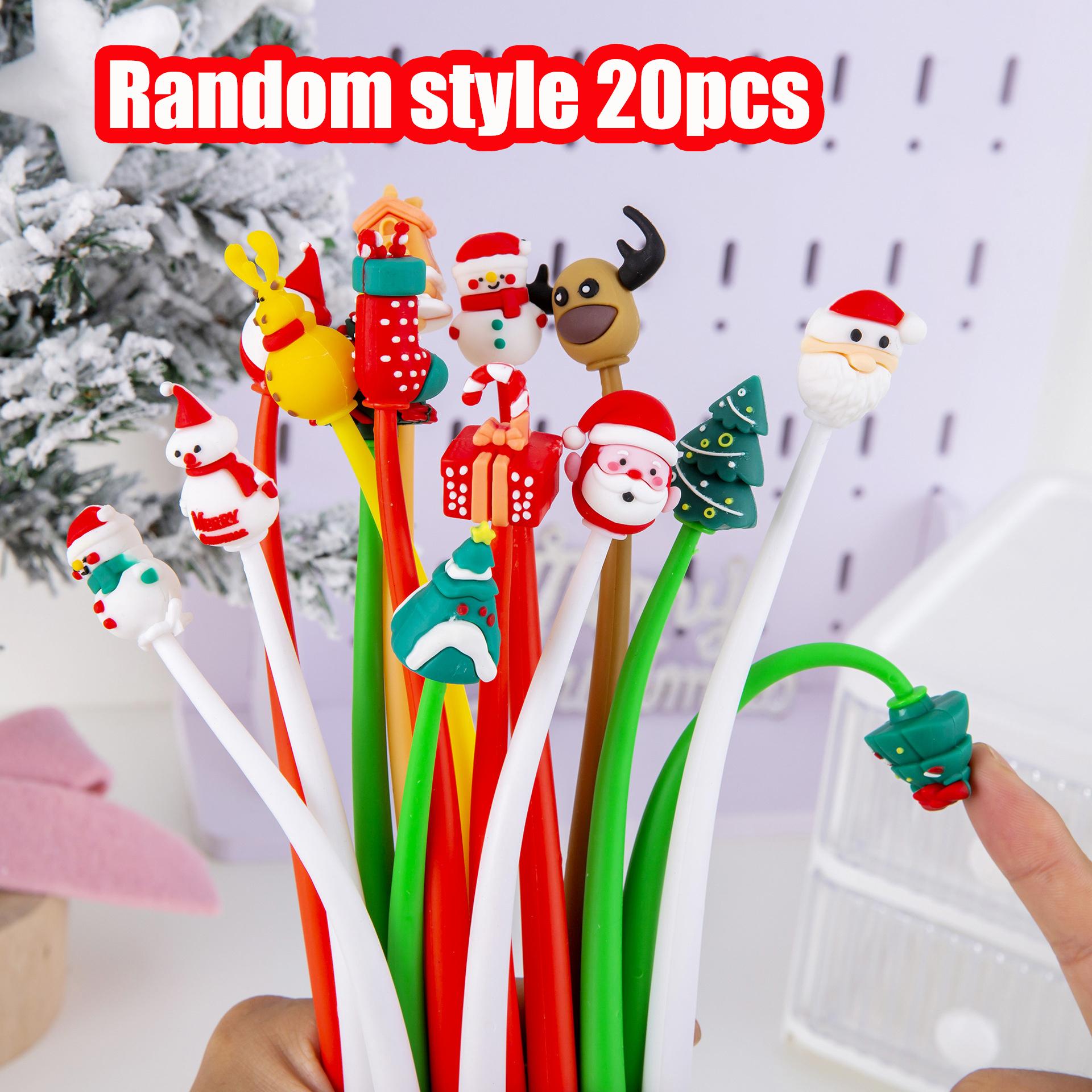 

20Pcs Cartoon Christmas Rocking Stationery Pen, Fun Santa Claus Snowman Reindeer Cane Design Neutral Pens Student Reward Christmas Holiday Gift Suppli Random style