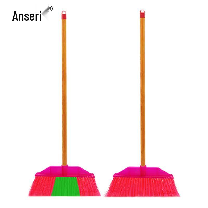 Anserui Commercial Plastic Broom with Wooden Handle