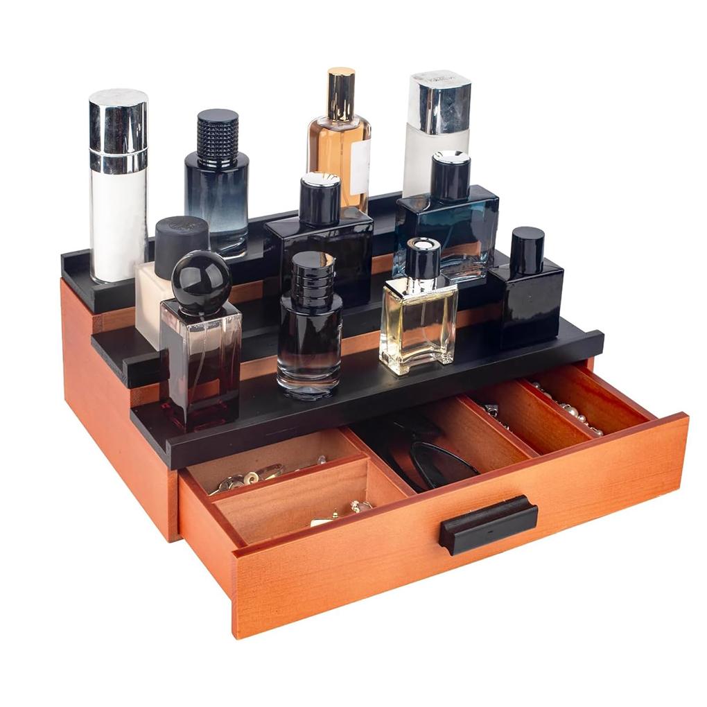 Perfume Organizer Shelf Stand 3 Tier Drawer Storage For Fragrance Collection Perfume Stand Organiser