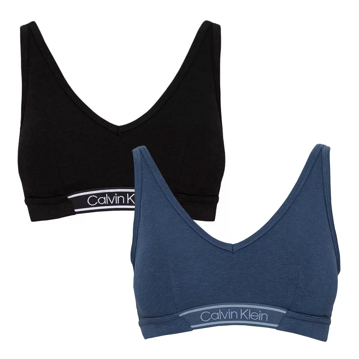 

Calvin Klein CK Size M Bralette, Padded, Underwear, 2-Pack (2-Pack), Black/Blue, [Used]