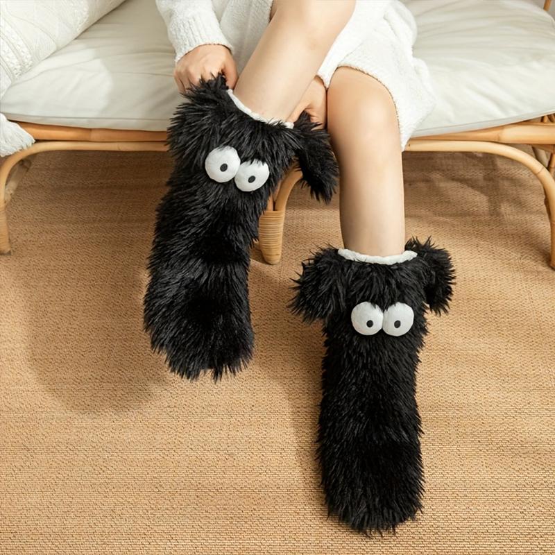 1 pár Vnitřní pantofle Jedna velikost Podkolenky na podlahu Teplé podkolenky do půl lýtka Vtipný protiskluzový design podrážky Fleecová podšívka Vícebarevné