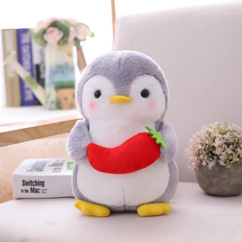 25cm/45cm Kawaii Fluffy Penguin Plush with Bow Tie & Fruit Accents Ideal Gift for Penguin Lovers Home Sofa Bed Decoration