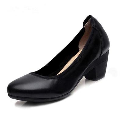 Plus Size 32-43 Medium Heel Platform Shoes Genuine Leather Women Pumps 2025 Fall Wedding Shoes Dress Office Work Shoes Ladies