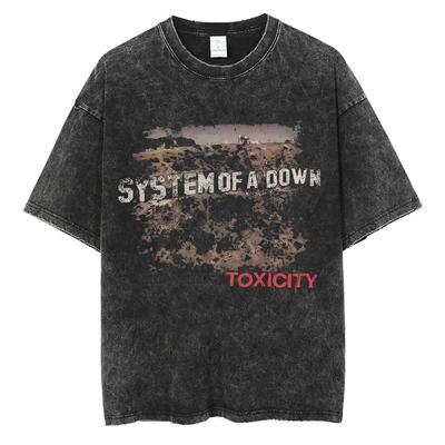 Washed Vintage System of A Down Toxicity Album Graphic T-shirt Men Women Rock Alternative Metal T Shirts Oversized T-shirts