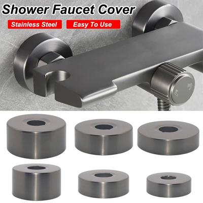 New Stainless Steel Shower Faucet Cover Grey Chrome Finish Shower Arm Flange Trim Cover