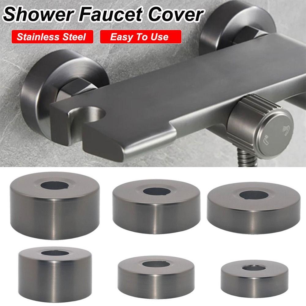 New Stainless Steel Shower Faucet Cover Grey Chrome Finish Shower Arm Flange Faucet Decorative Cover