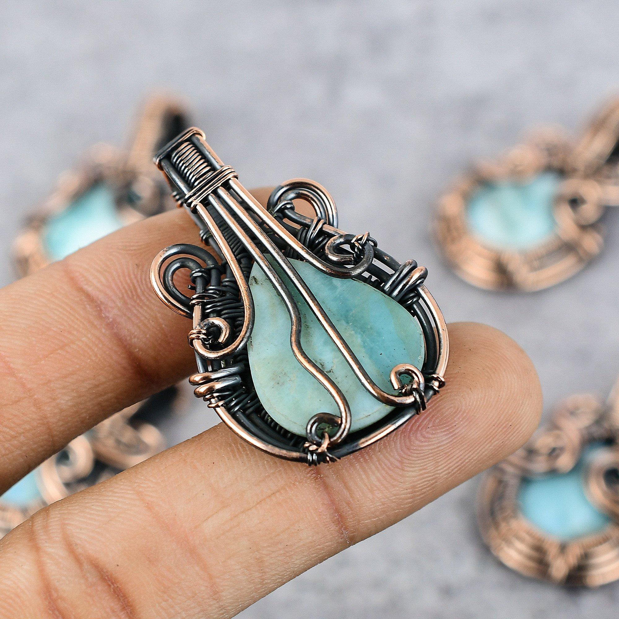 Ciondolo In Labradorite Naturale Con Filo Di Rame - Fatto A Mano, Gioiello Artigianale India - Foto 4