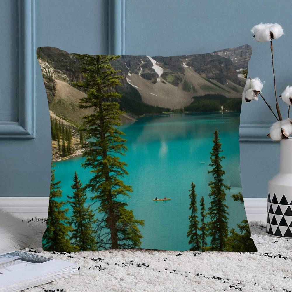 Beautiful Green Mountain Landscape Nature Scenery Cushion Cover Farmhouse Decor Home Throw Pillow Covers for Couch Decorations