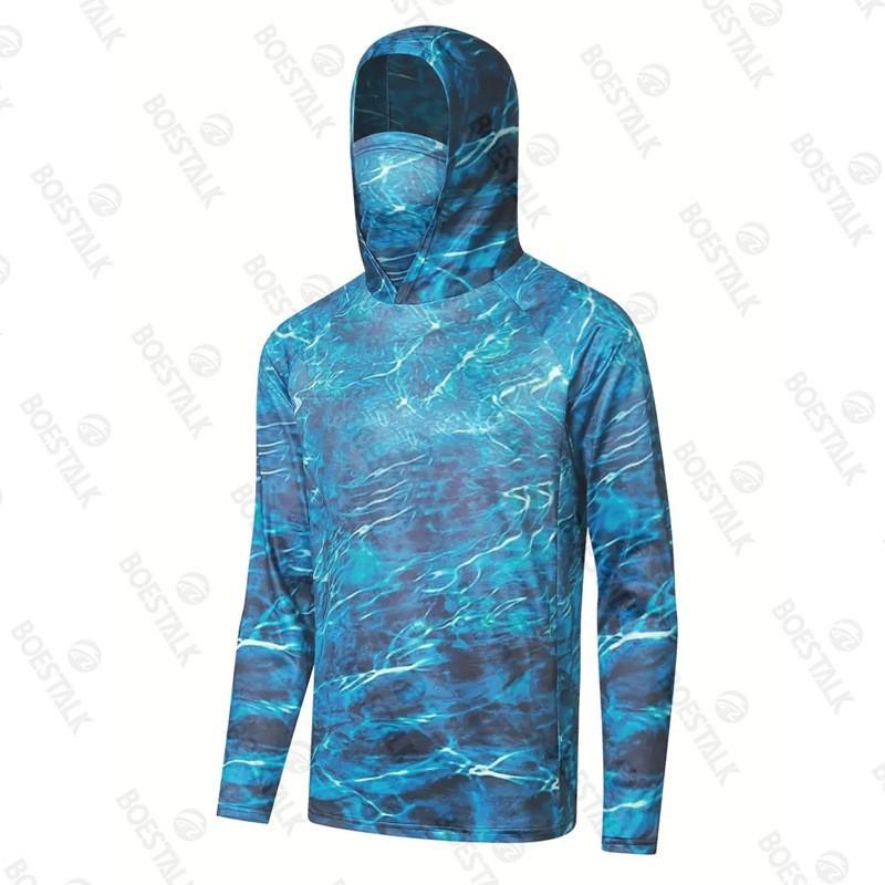 Mens Quick-Dry Fishing Hoodie With UPF 50 UV Protection Dust-Resistant Face Cover Lightweight Breathable Outdoor Sportswear