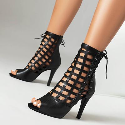 Schnürstiefeletten für Damen mit Absatz, Stilettos, Jazz-Tanzschuhe, Wildledersohle für den Innenbereich, anpassbar für lateinamerikanische Tanzstiefeletten in Übergröße