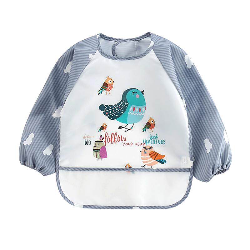 Cute Baby Bibs Toddler Baberos Bavoir Waterproof Long Sleeve Apron Cartoon Animals Children Feeding Smock Bib Baby Stuff 0-3Y