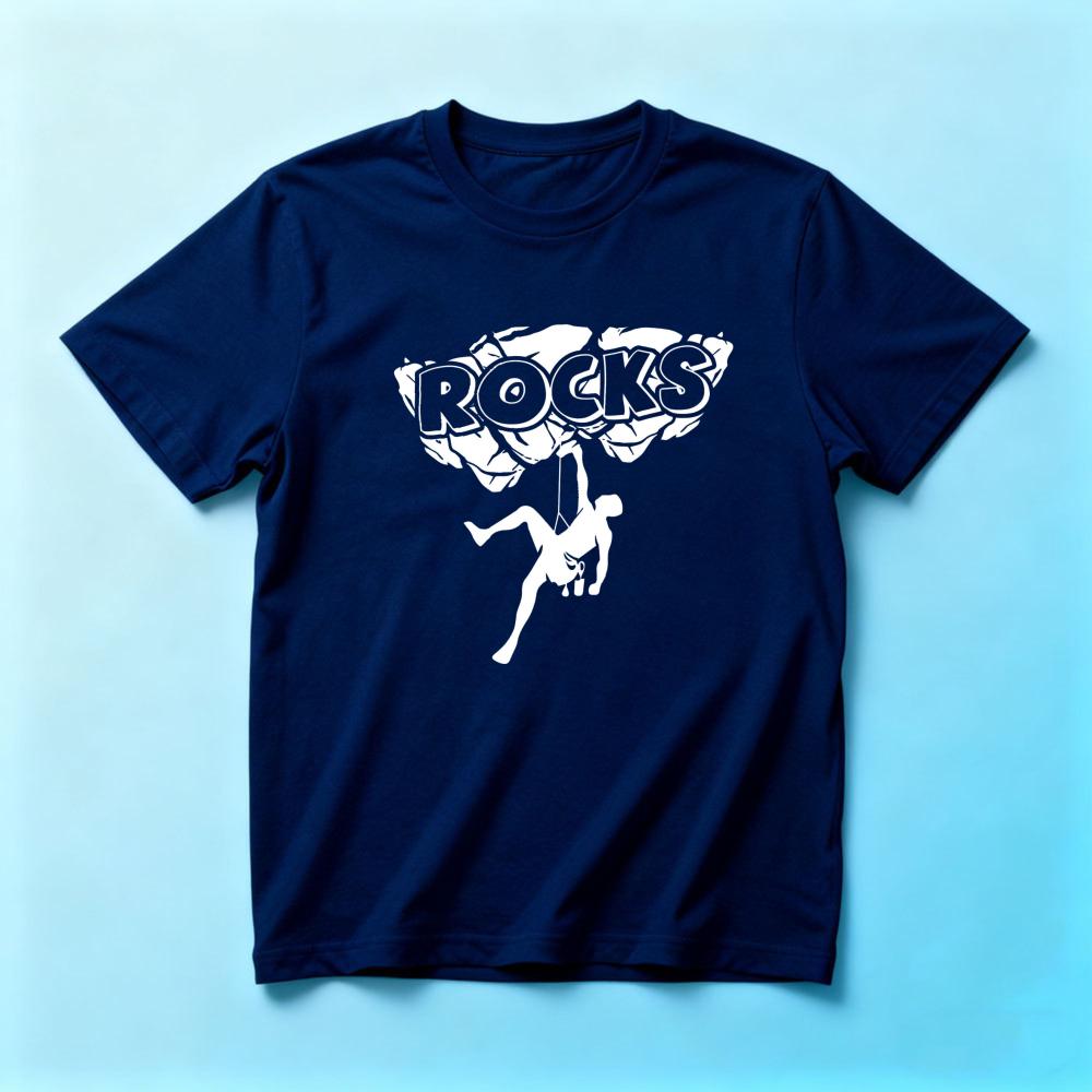 Retro Rocks Climbing Print Tshirt For Unisex Bold Climber Silhouette Casual Cotton Tee Rock Climbing Bouldering Humor Short Sleeve