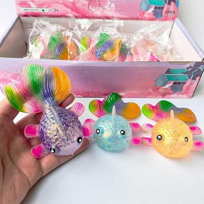 Glitzerpuder Fisch Quetschspielzeug Stress Angstabbau Langsam aufsteigend Simulation Fisch Sensorisches Spielzeug Weiches TPR Beruhigendes Tier Fidget Spielzeug