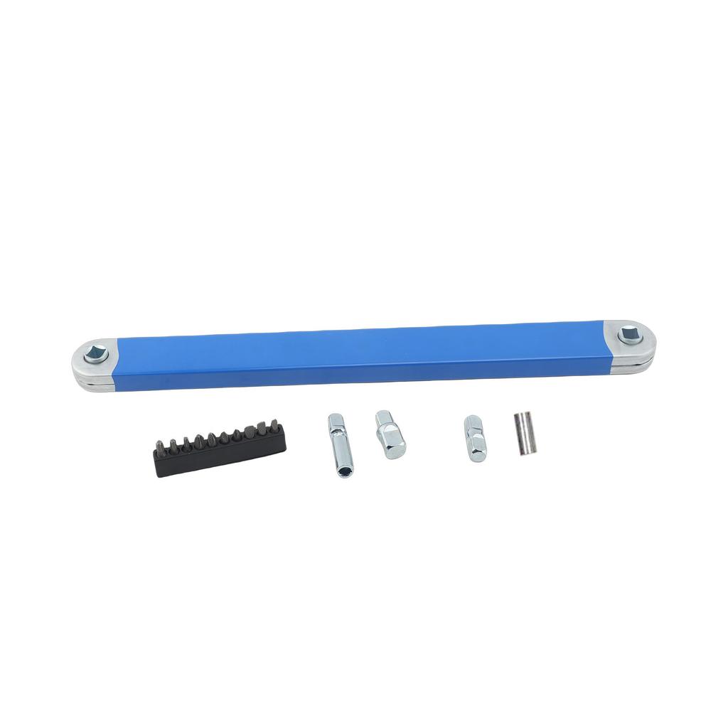 Offset Extension Wrench 15 Inch Carbon Steel Extension Wrench Kit with 1 2in 1 4in 3 8in Adapters 10 Universal Bits for