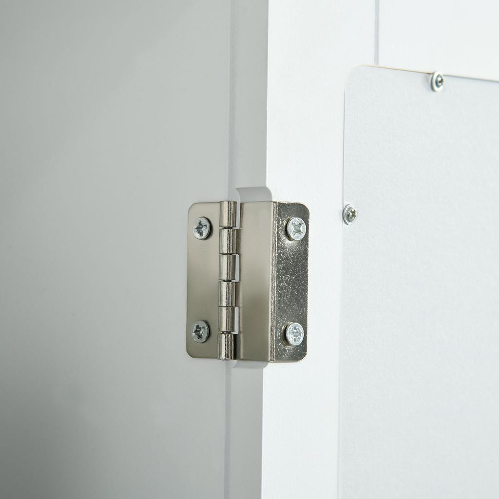 Wall-Mounted Bathroom Cabinet with Mirror - Mirror Cabinet - Toilet Storage Cabinet - 1 Door, 2 Shelves - Glass MDF White