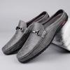 Fashion Men Casual Summer Shoes Hollow Out Men's Driving Shoes High Quality Male Business Shoes Half Slippers Genuine Leather Loafers