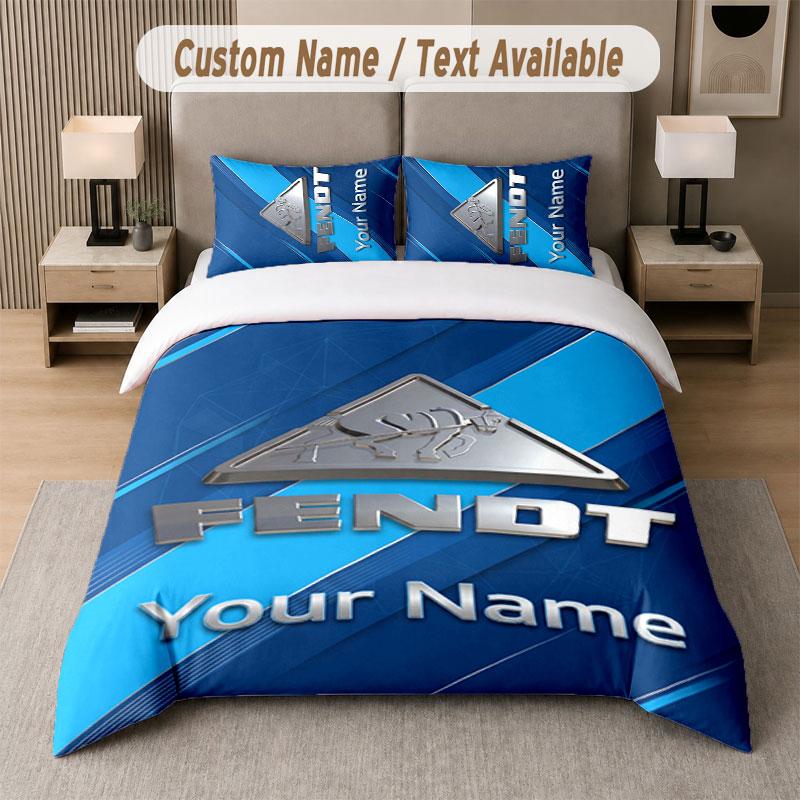 Set Biancheria da Letto Personalizzato Fendt, Stampa Nome Testo 1 Copripiumino più 2 Federe Tessile per la Casa
