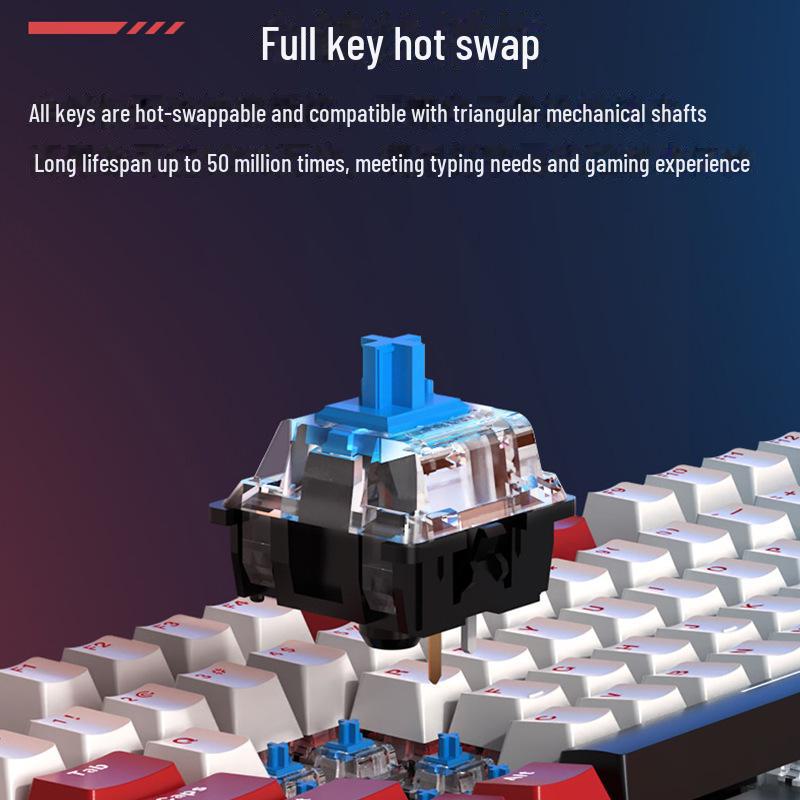 104-Key Wired Gaming Mechanical Keyboard, Blue/Black/Tea/Red/Silent Switches, Mahjong Sound, Hot-Swappable, Customizable