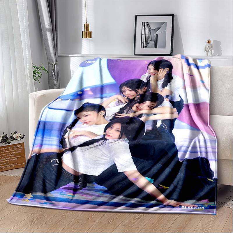 3D Printed Flannel Blanket I-ILLIT Combo K-POP Home Sofa Bed Blanket | Birthday Gift,