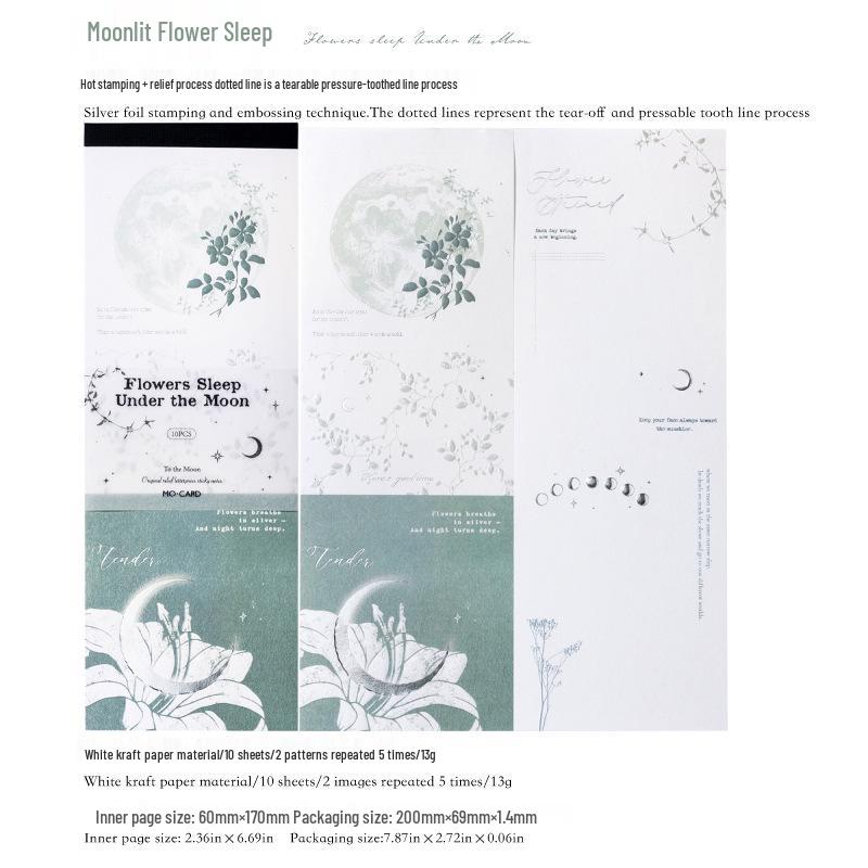 Retro Moonlight Embossed Sticky Notes: Tearable Journal Decoration & Daily Record Pad