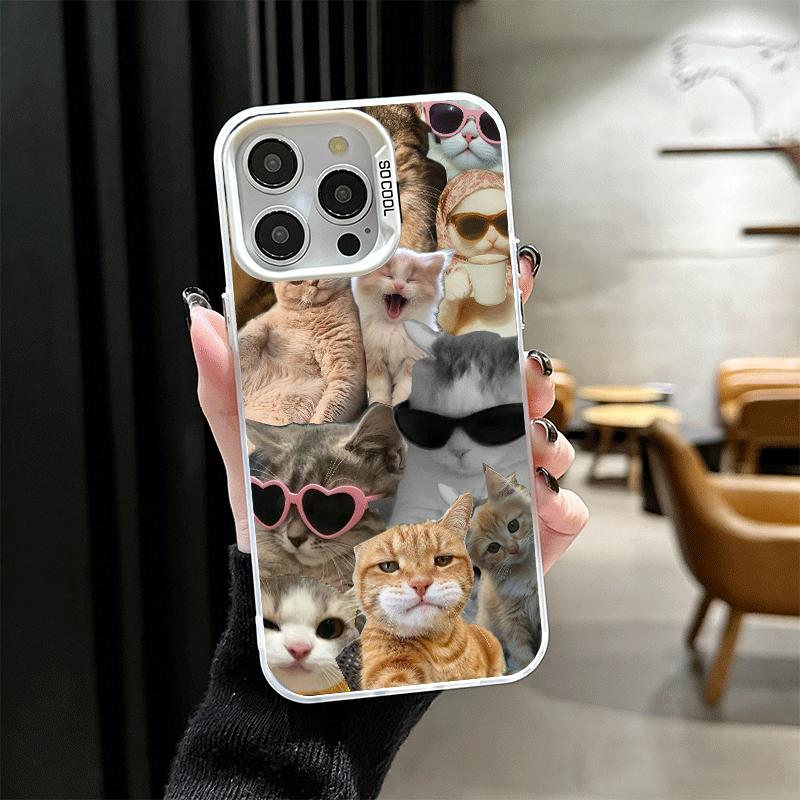 Crying Cats Combine Memes Soft Phone Case for iPhone 15 16 17 Pro Max 17Air 16E 14 Plus 13 12 Mini Shockproof Cover Back Shell