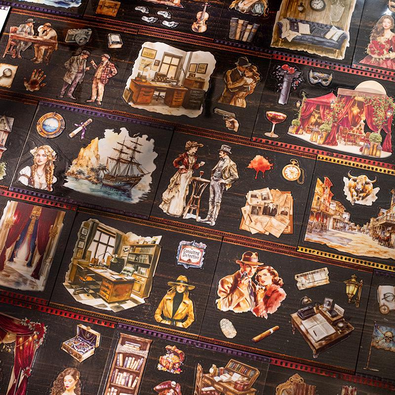European Theatre Retro Sticker Book: 20 Pcs Journal Collage, 4 Styles - A Beautiful Day Theme.