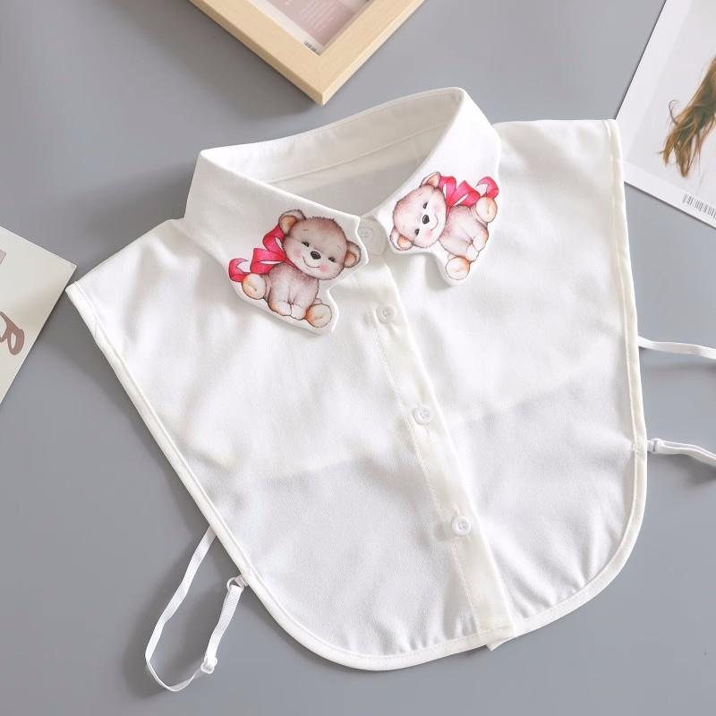 Women's Fake Collar Shirt White Fake Collar Women Detachable Collars Embroidery Cotton False Collar Shirt Col Amovible Femme