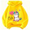 Classic children's comfortable hooded shirt with cute unicorn print, fashionable for sports,long-sleeved, casual pullover hoodie