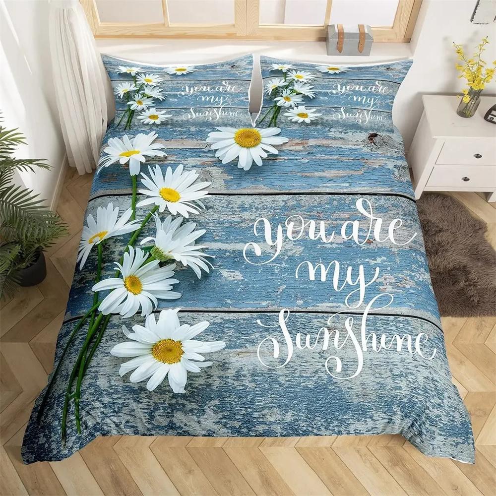 Gelbe Gänseblümchen Bettbezug Set Niedliches Blumen Bettwäsche Set Für Kinder Kind Mädchen Gartenblumen King Bettdeckenbezug Mit Kissenbezug