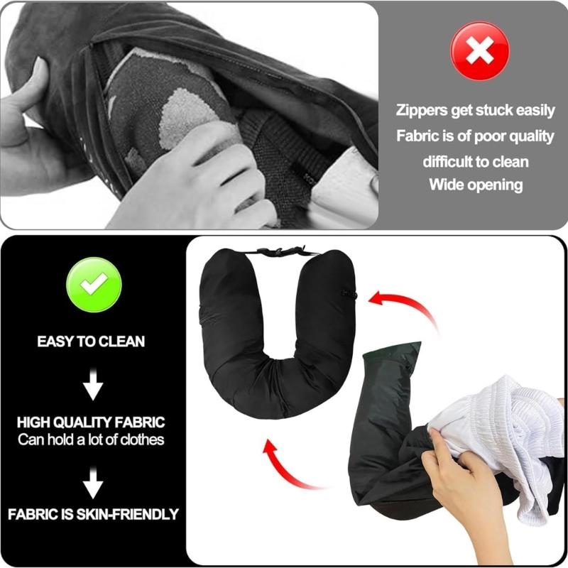 Travel Neck Pillow Self-fillings Travel Pillow Portable Stuffable Neck Pillow For Travel With Refillable Support Cushions