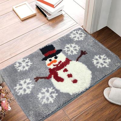 Alfombra de baño navideña Alfombra de puerta con copo de nieve navideño Alfombra de suelo de franela Alfombra de baño absorbente antideslizante para decoración navideña del hogar
