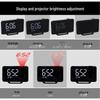 0716 Dual Alarm Clock with Large LED Display, Curved Surface, and Radio Projection