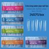 Extra Long Transparent Nail Tips - 240 Piece Boxed Set of Full Cover Pipe and Denim Designs