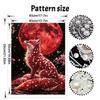 DIY Framed Pearl Painting Kit Red Fox Under Full Moon Sparkling Bead Art Canvas Ready To Display Desk Decor Gift Aesthetic Wall Decor Craft