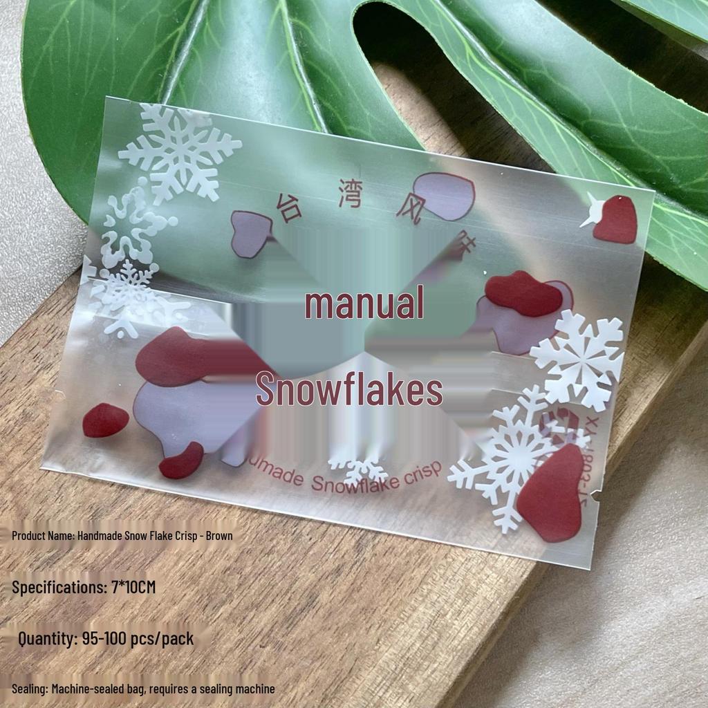 Handmade 5.5*8.5 Snowflake Crisp Three-Color Frosted Semi-Transparent Packaging Bag for Nougat Cookies